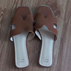 A New Day Women's Tan Slide Sandals